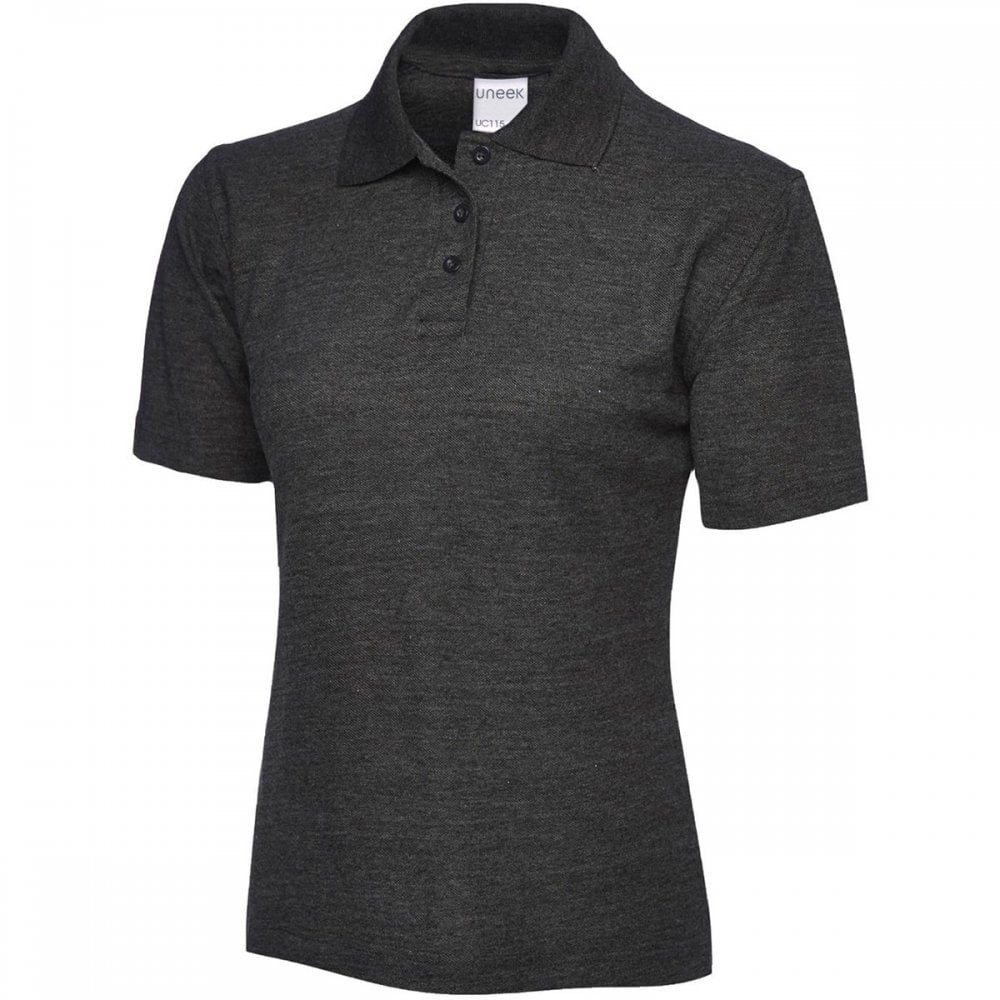 UC115 Ladies Active Cotton Poloshirt Charcoal M *One Size Only - Outlet Store*