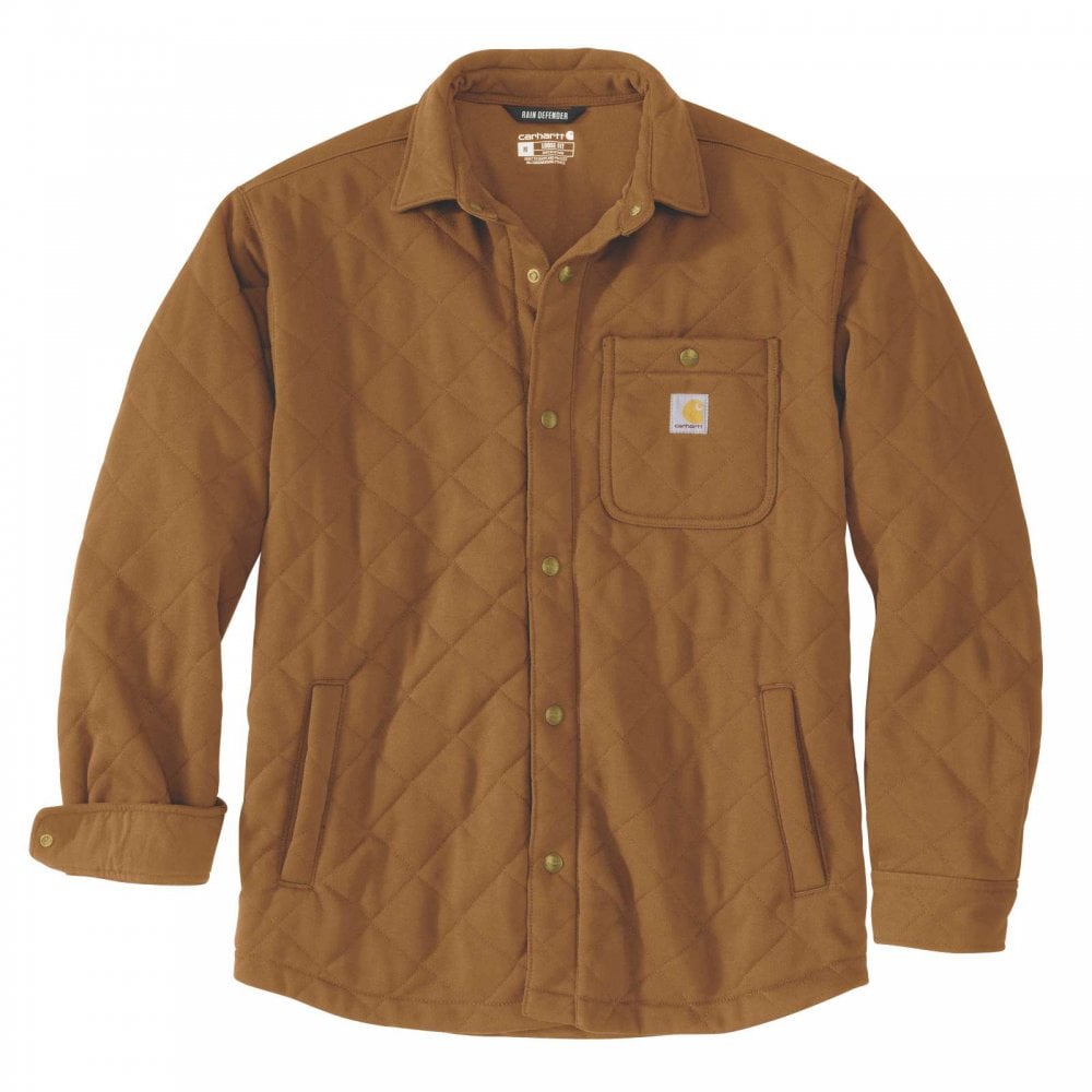 107270 Rain Defender Loose Fit Heavyweight Quilted Snap Front Shirt Jac Carhartt Brown L *One Size Only - Outlet Store*