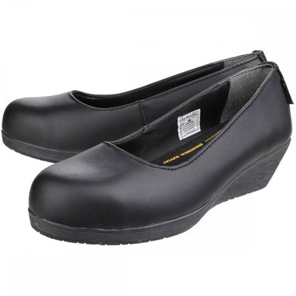 FS107 Antibacterial Memory Foam Slip on Wedged Safety Court Shoe