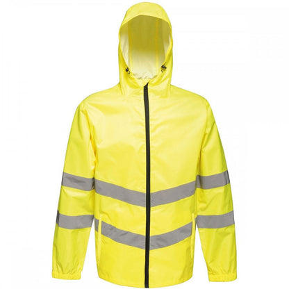 TRW497 Mens Hi Vis Pro Waterproof Reflective Packaway Work Jacket PLUS BAG