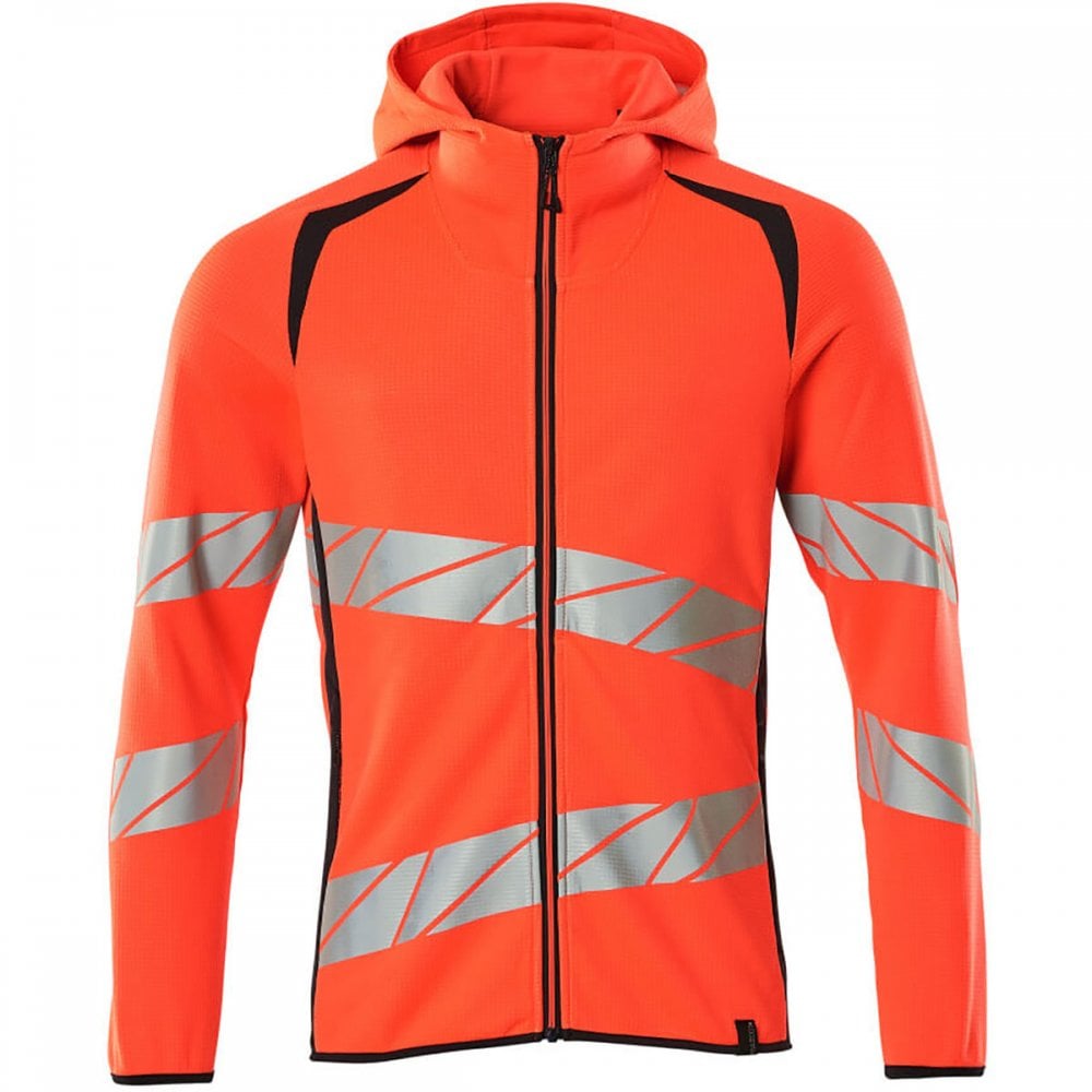 19284 Accelerate Safe Hoodie with zipper Hi-Vis Red/Dark Navy L *One Size Only - Outlet Store*