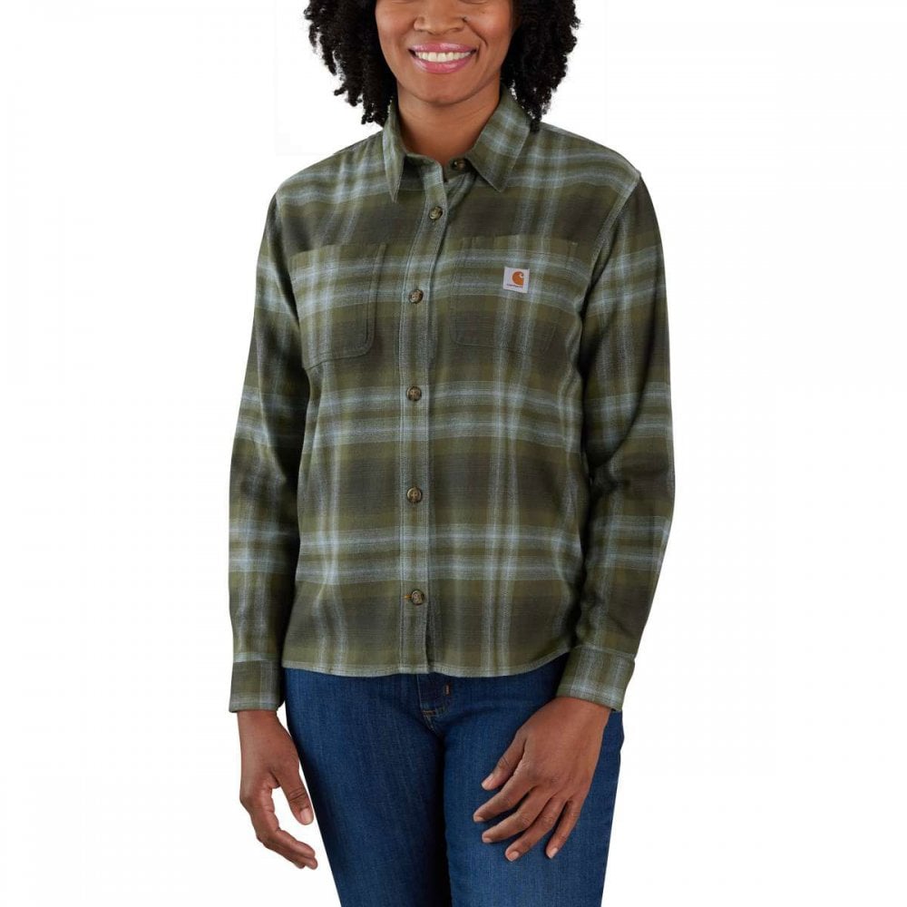105574 Womens Midweight Flannel Long Sleeve Plaid Shirt