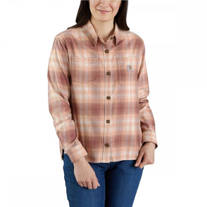 105574 Womens Midweight Flannel Long Sleeve Plaid Shirt