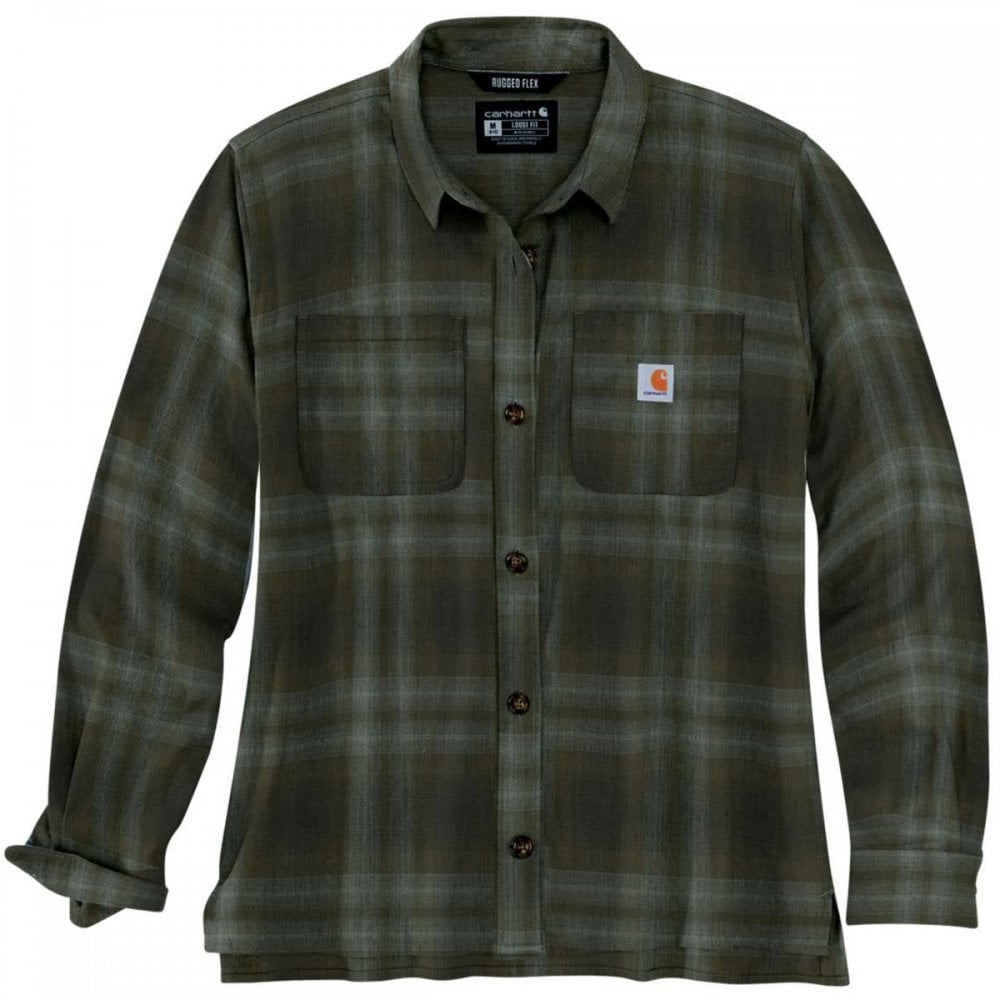 105574 Womens Midweight Flannel Long Sleeve Plaid Shirt