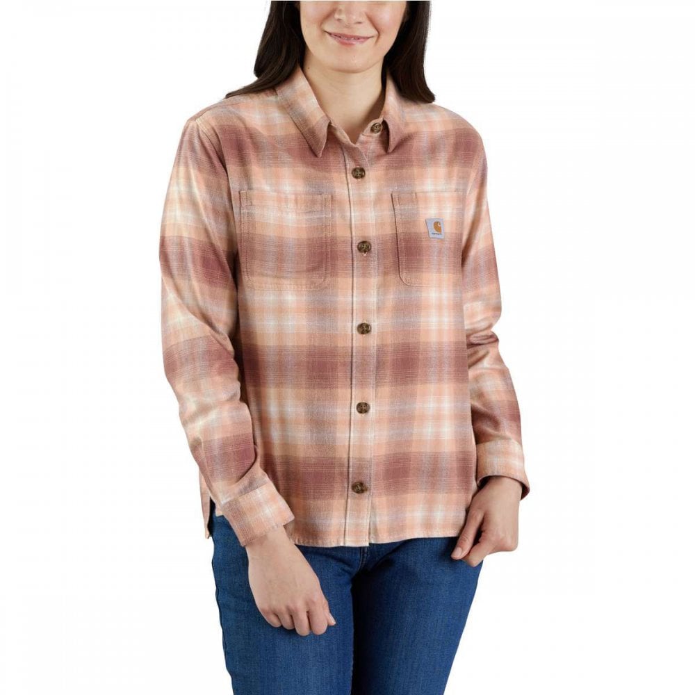105574 Womens Midweight Flannel Long Sleeve Plaid Shirt