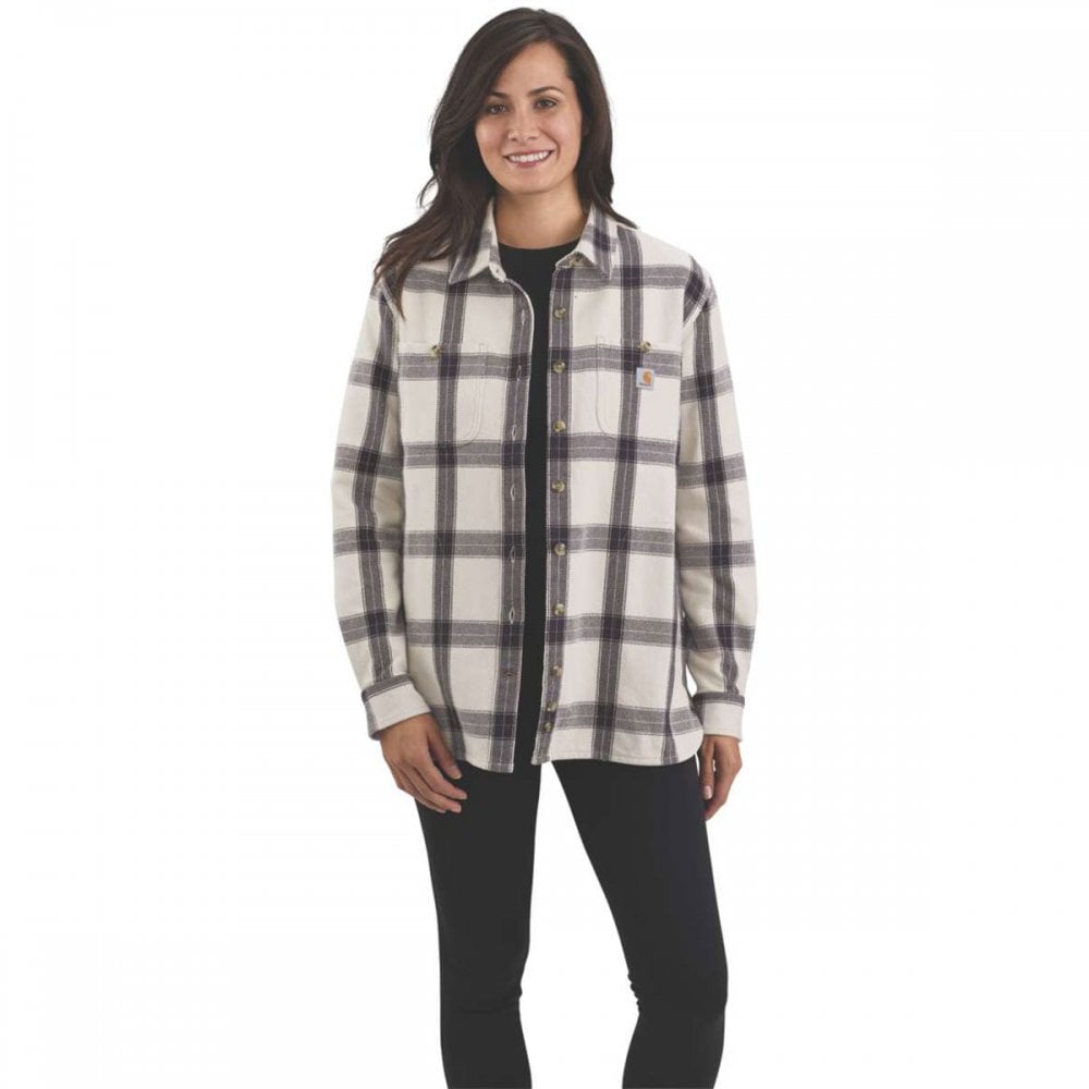 105576 Womens Heavyweight Twill Long Sleeve Plaid Shirt Malt M *One Size Only - Outlet Store*