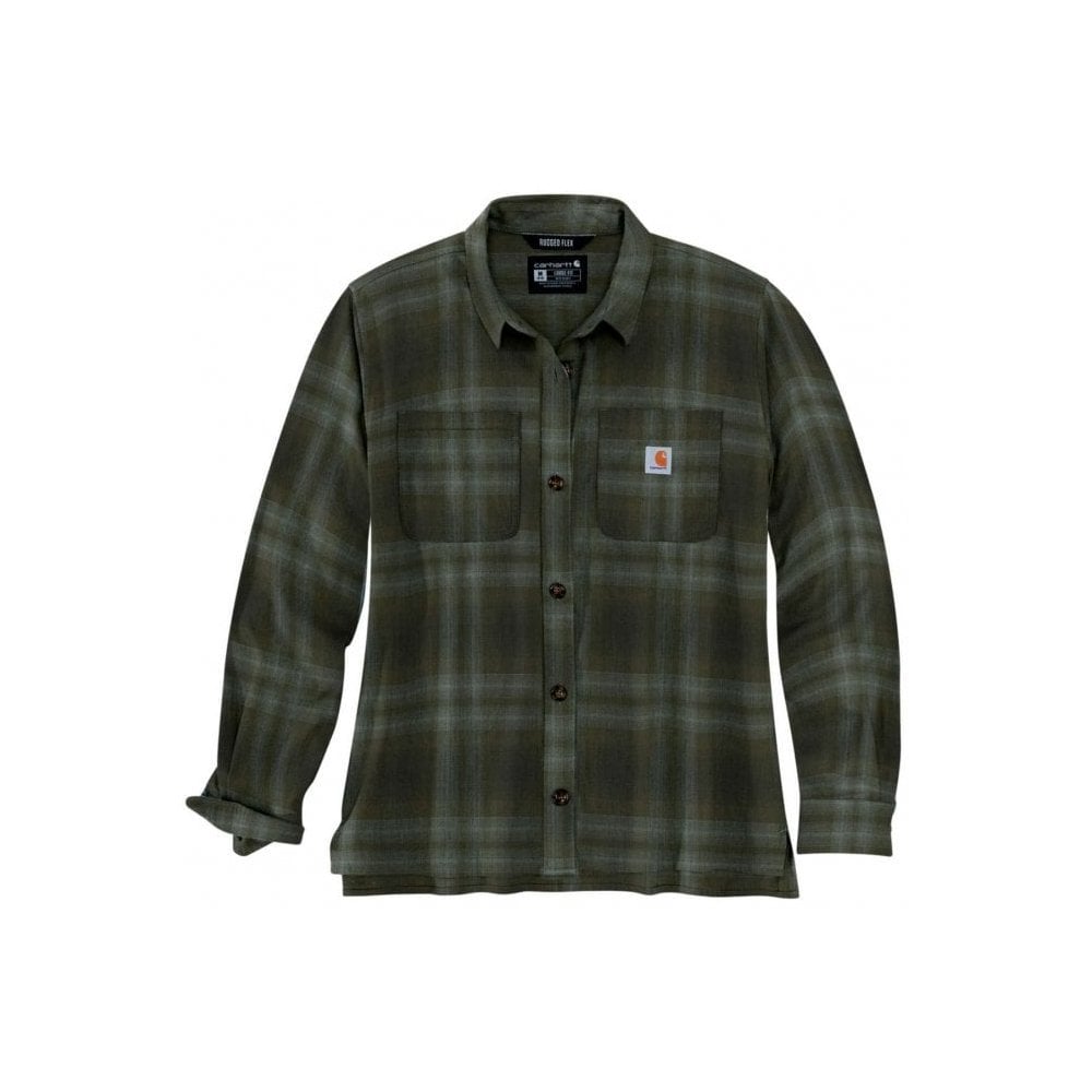 105574 Womens Midweight Flannel Long Sleeve Plaid Shirt