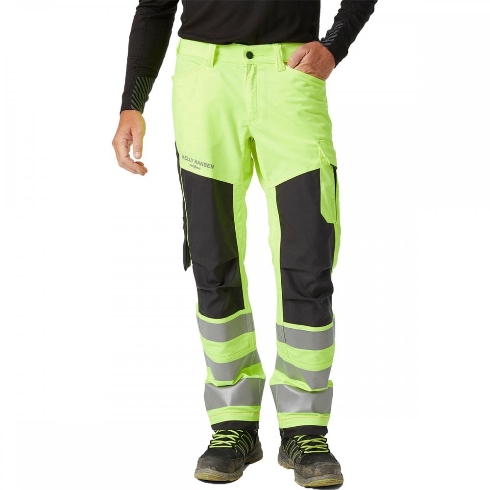 77421 Alna 2.0 Hi Vis Work Trousers Class 2 Yellow/Ebony 32" 34.5" *One Size Only - Outlet Store*