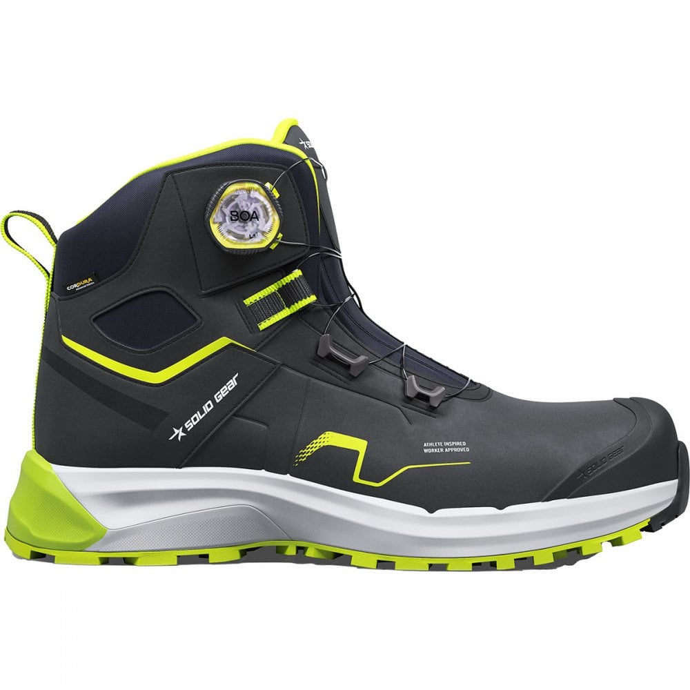 SG80205 Solid Gear Sonar Wide Fit Mid S3S Safety Boot UK13 - EU48 - US14 Black/Green *One Size Only - Outlet Store*