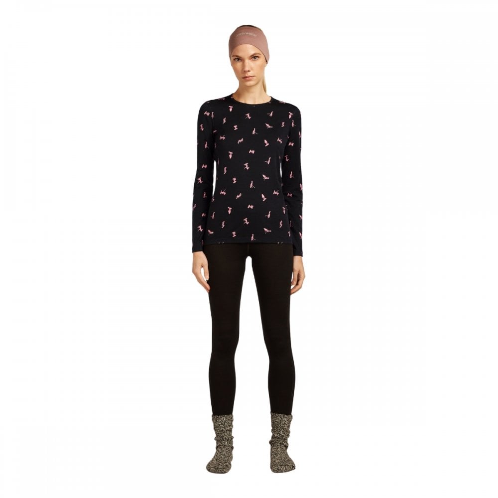 Womens Merino 200 Oasis Long Sleeve Crewe Thermal Top Snow Day