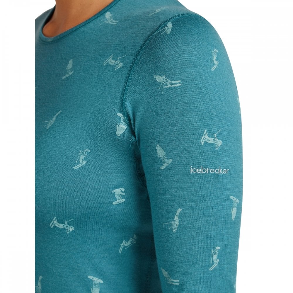 Womens Merino 200 Oasis Long Sleeve Crewe Thermal Top Snow Day